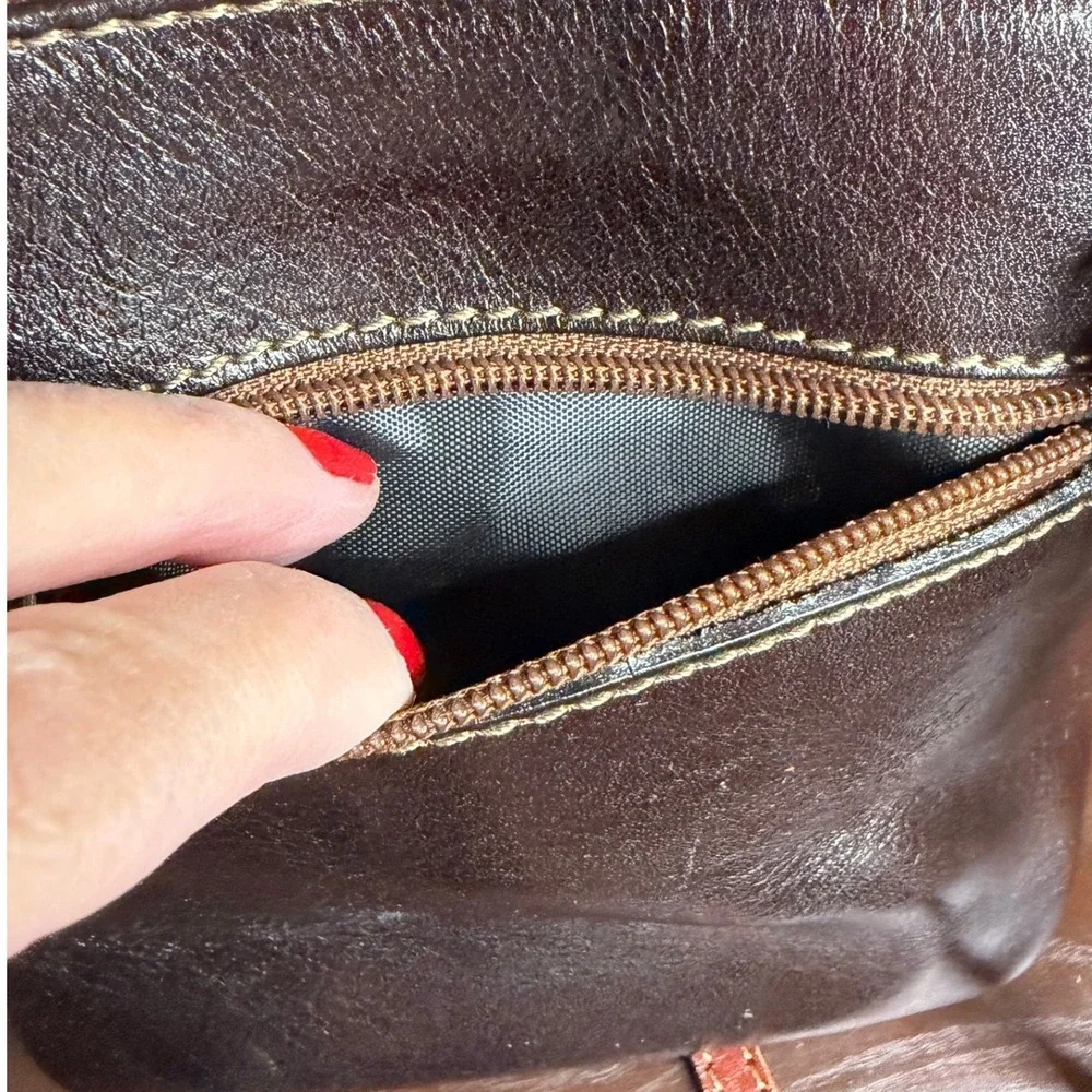 Vera Pelle Dark Brown Leather Crossbody Bag Italian Small Women's OS